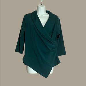 Grace Karin Women’s Elegant Teal Drape Front V-Neck Wrap Top SZ L NWT